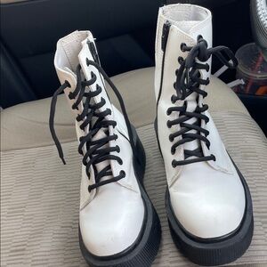 Jeffrey Campbell White and Black Combat Boots